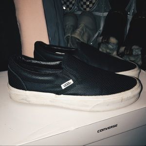Vans leather slip ons